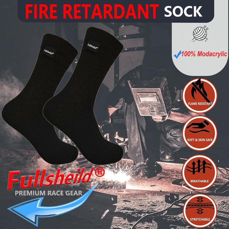 Fullsheild Fire Resistant Socks - Military Boot Socks, Flame Retardant for Auto Racing, Welding, Black - Image 3